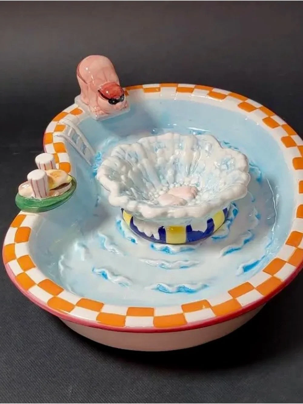 Adorable Vintage Lillian Vernon “Splash” Pool Chip and Dip 2 Piece Set